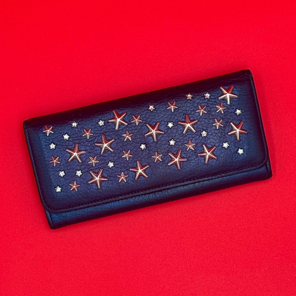 Jimmy Choo Filipa Navy Wallet with Silver Stars